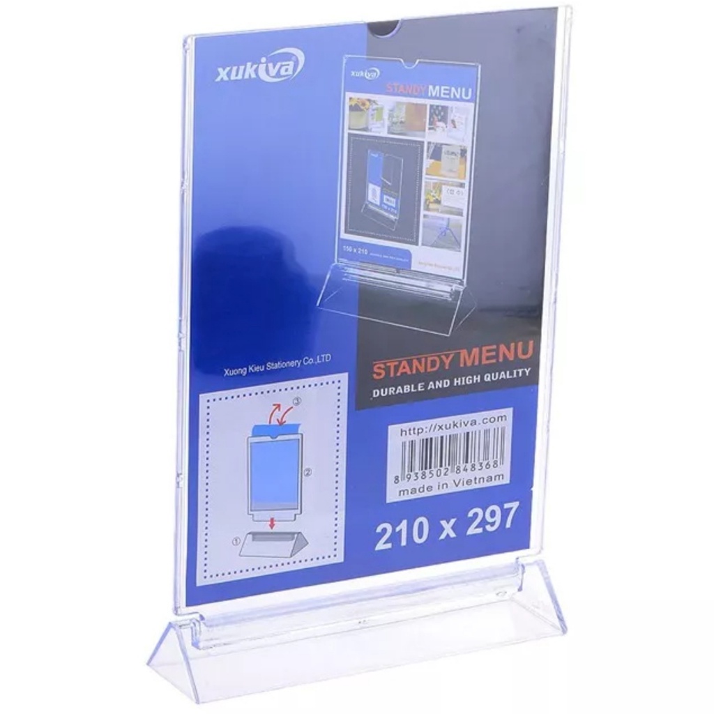 Standee Menu Mica A4, Menu để bàn A5, A6 Xukiva - Tent card trong suốt dày khổ ngang, dọc - 1 chiếc