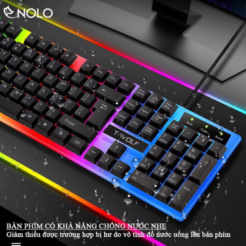 Combo Bộ Bàn Phím Giả Cơ Và Chuột Gaming Gear TWOLF TF230 Led RGB 3D Dây Dài 1,3M Chui USB