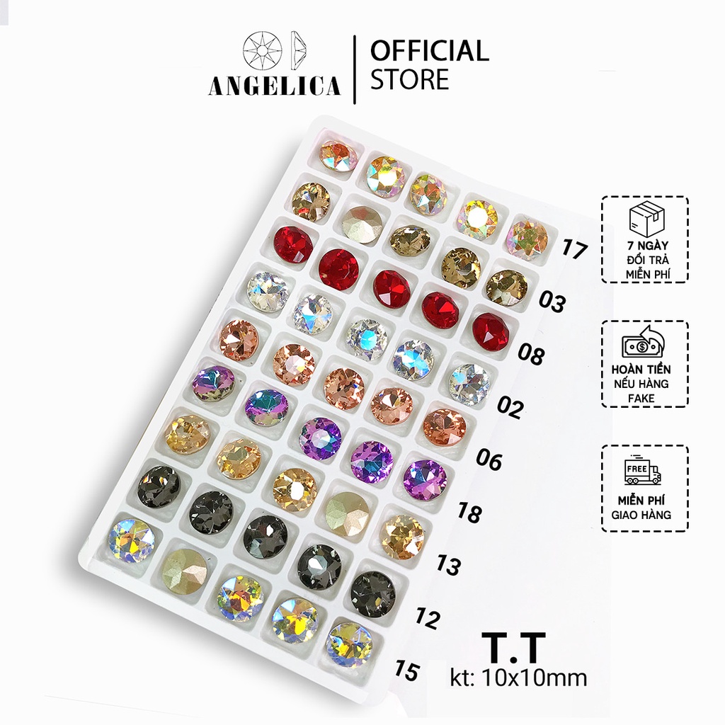 Túi 5 Viên Đá khối Nail To Hình Tròn Chân Vàng Trang Trí Móng ANGELICA T.T