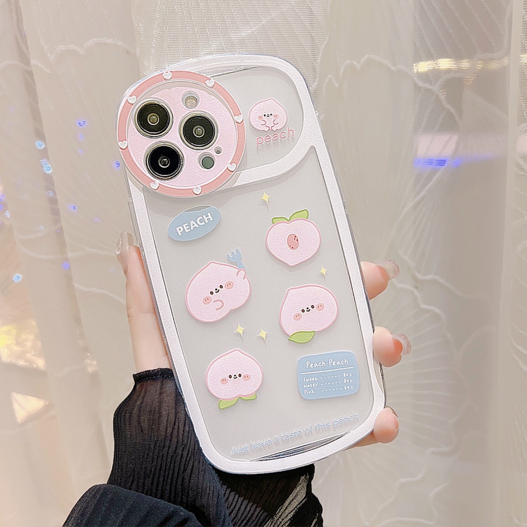 Ốp Điện Thoại Họa Tiết Trái Đào Kèm Dây Đeo Cho iPhone X XS XR XS max 13Proax 11 11 pro 11 pro max 12 12 12 pro 12 pro max