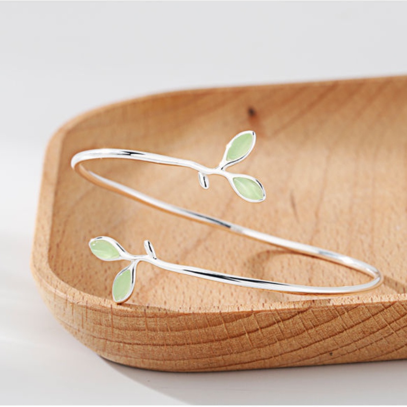 Vòng đeo tay nữ Vòng đeo tay lá ngọc bích có thể điều chỉnh đơn giản