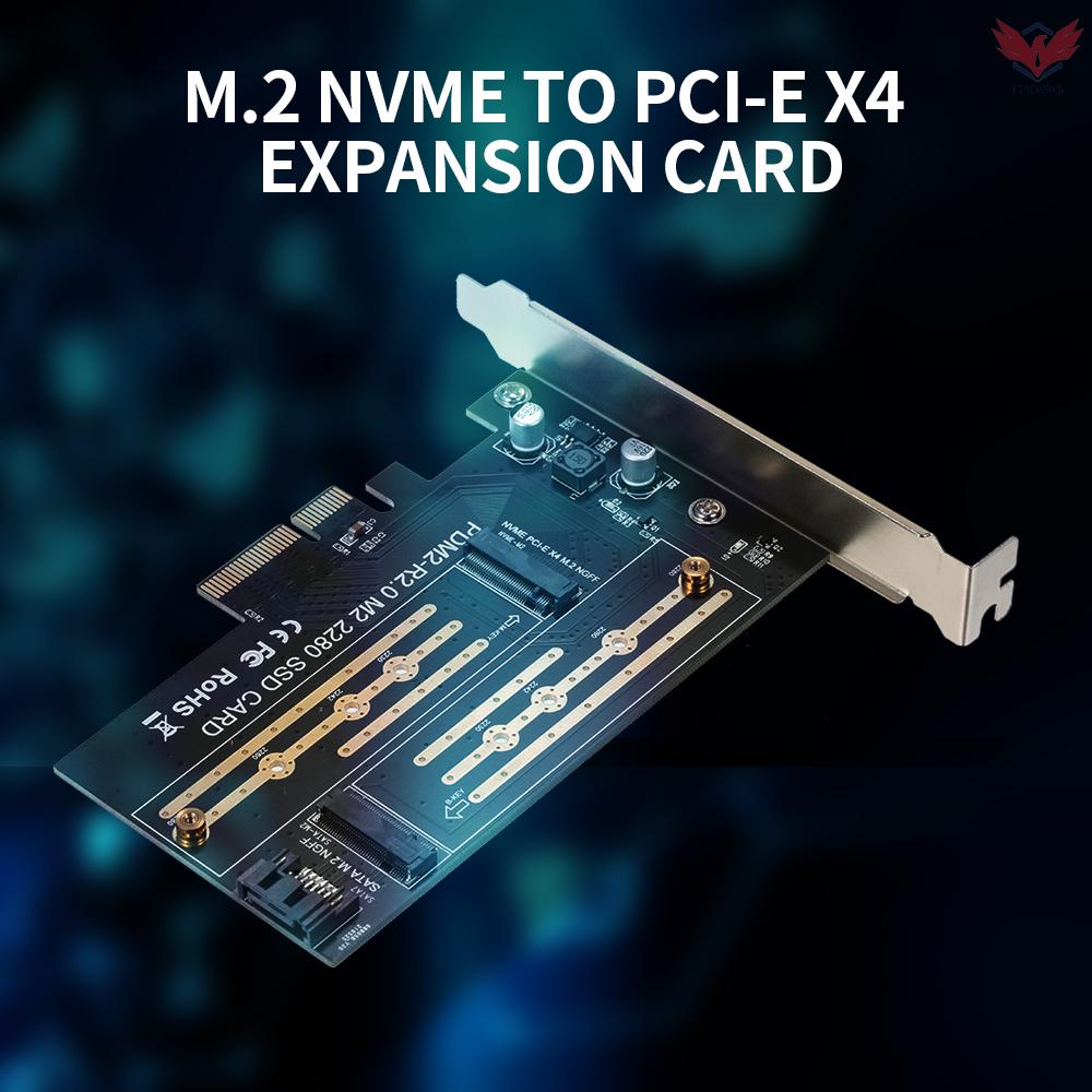 M.2 NVME to PCI-E X4 Expansion Card SSD Adapter Card with M.2 M-key B-key Interfaces Support  NVME SATA Dual Protocol