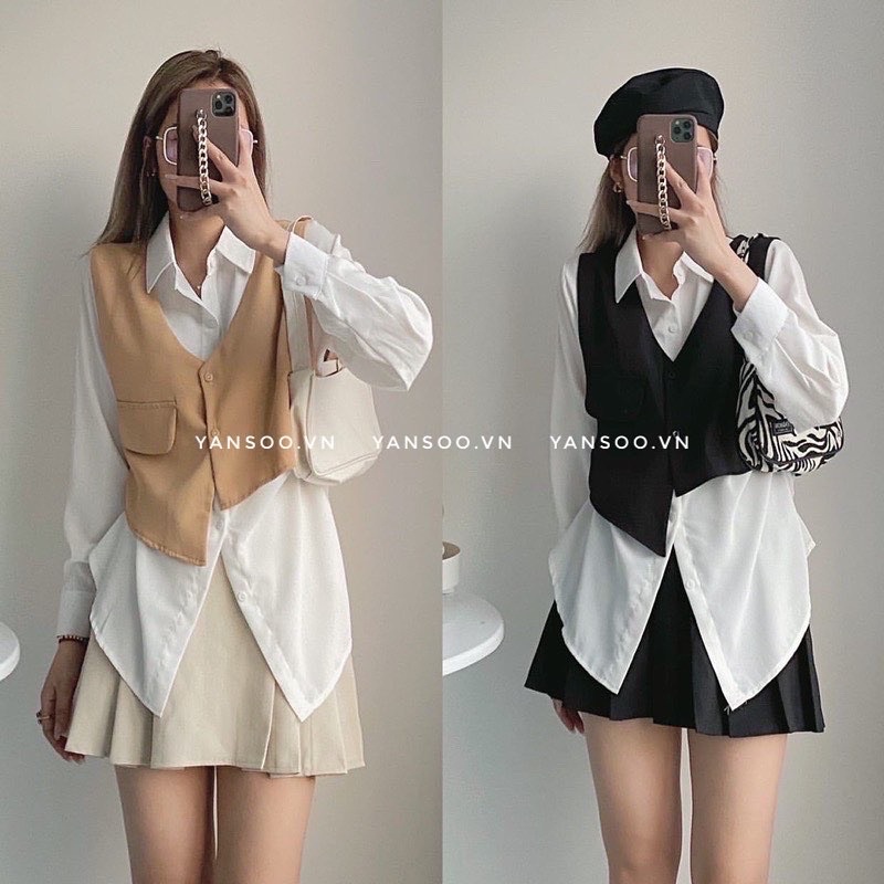 Áo somi nữ from rộng mic áo croptop ghile , sét đồ nữ đẹp Quảng Châu YANSOO