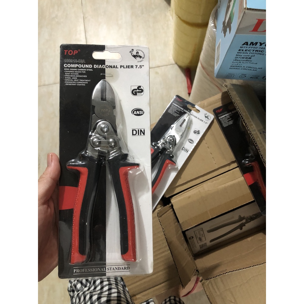 Kìm cắt chéo 7.5'' trợ lực - TOP