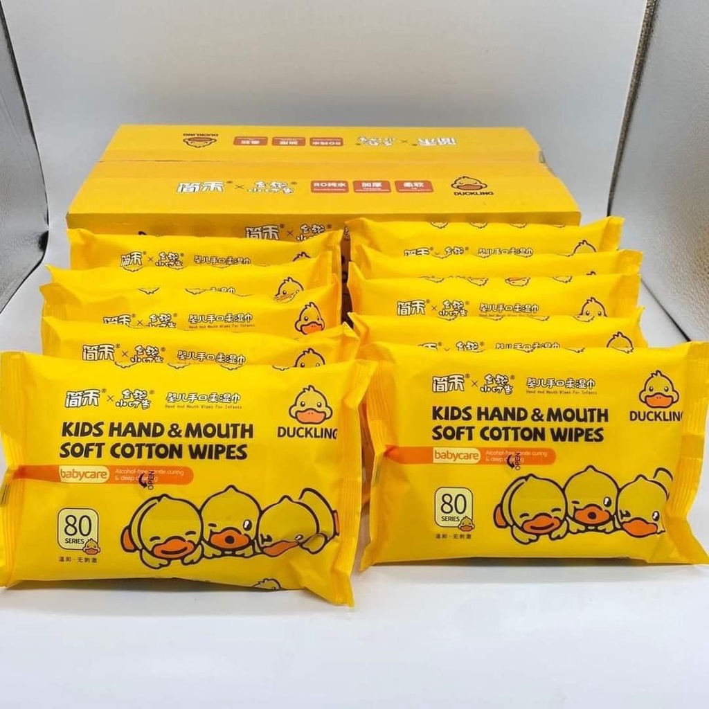 HỘP 10 GÓI KHĂN ƯỚT KHÔNG MÙI VỊT VÀNG G DUCK TIỆN LỢI - MỖI GÓI 80 KHĂN