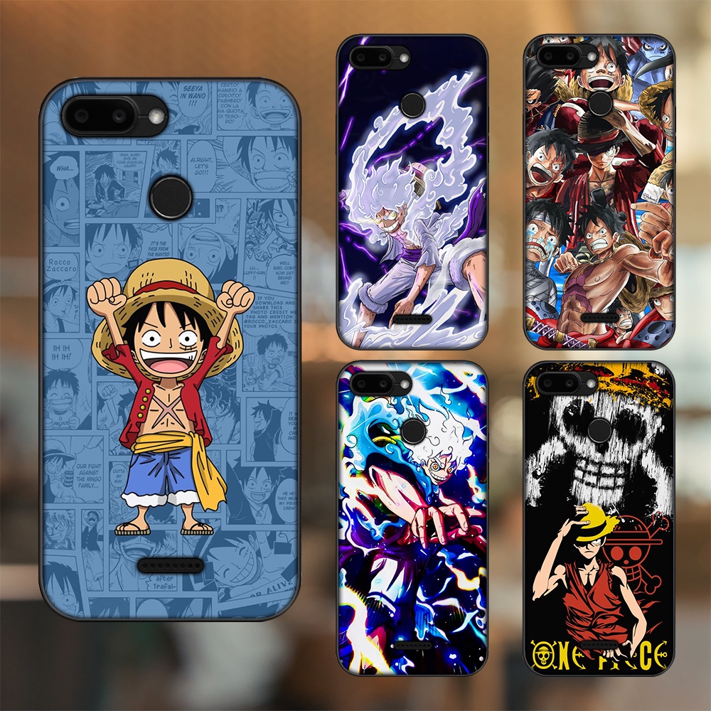 Ốp lưng Xiaomi Redmi 6 viền đen in hình Luffy One Piece