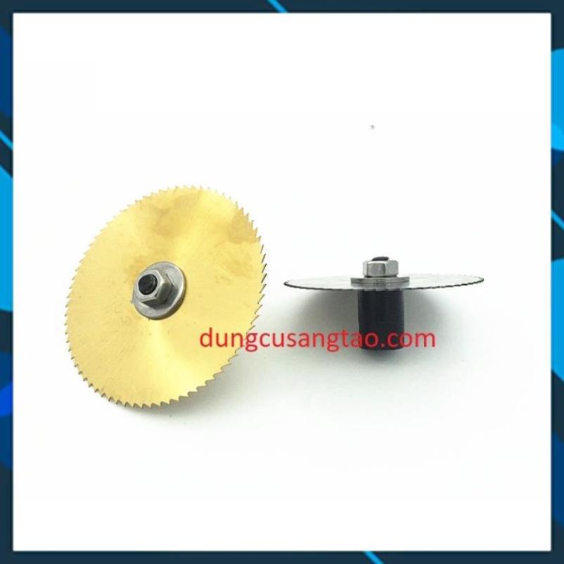 Đĩa cắt gỗ, nhựa, nhôm D60 D80 lỗ 6mm/ Đĩa cắt mini HSS phủ titanium lỗ trong 6mm cao cấp