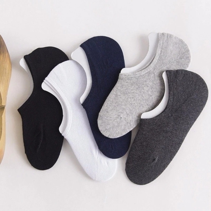 Set 3 Đôi Vớ Cotton Mềm Cổ Thấp Thoáng Khí Màu Trơn Dành Cho Nam