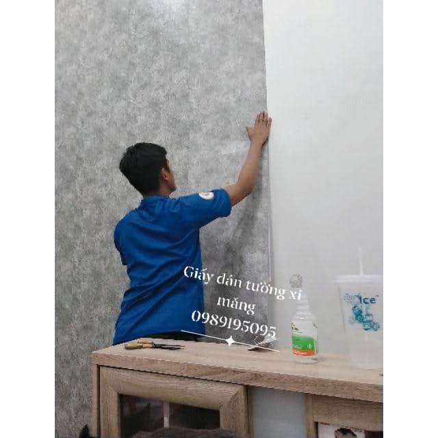 Giấy dán tường giả xi măng cuộn 10m