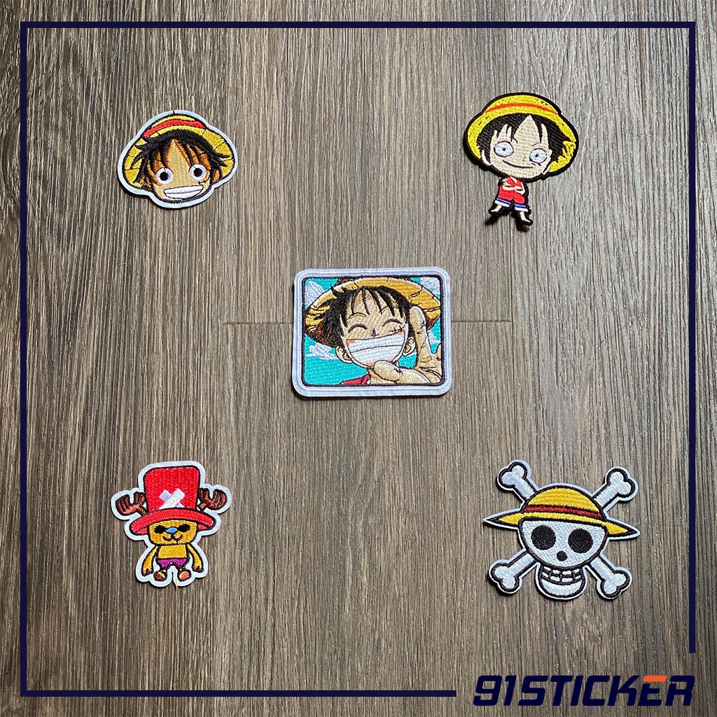 Patch/Sticker vải ủi One Piece, Luffy dùng cho quần áo, mũ nón, phụ kiện.....