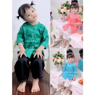 bộ bà ba cho bé gái dễ thương, dịu dàng vải lụa gấm mềm mại, thoáng mát - Pháp phục AN LẠC