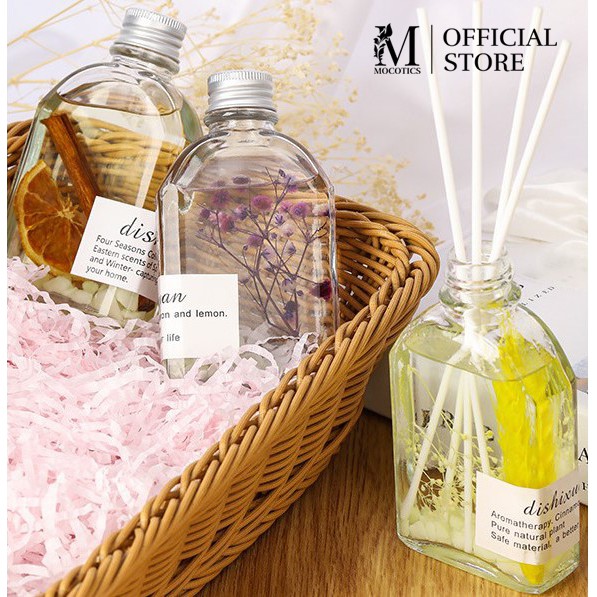 Tinh Dầu Thơm Phòng Phát Sáng Ban Đêm Mocotics 100ML Trang Trí Hoa và Đá Phát Sáng Que Gỗ Tự Khuếch Tán Khử Mùi - LF355