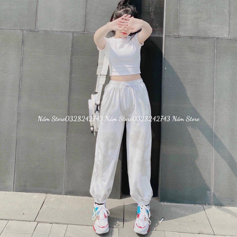 Quần jogger loang bo ống phối màu unisex siêu chất