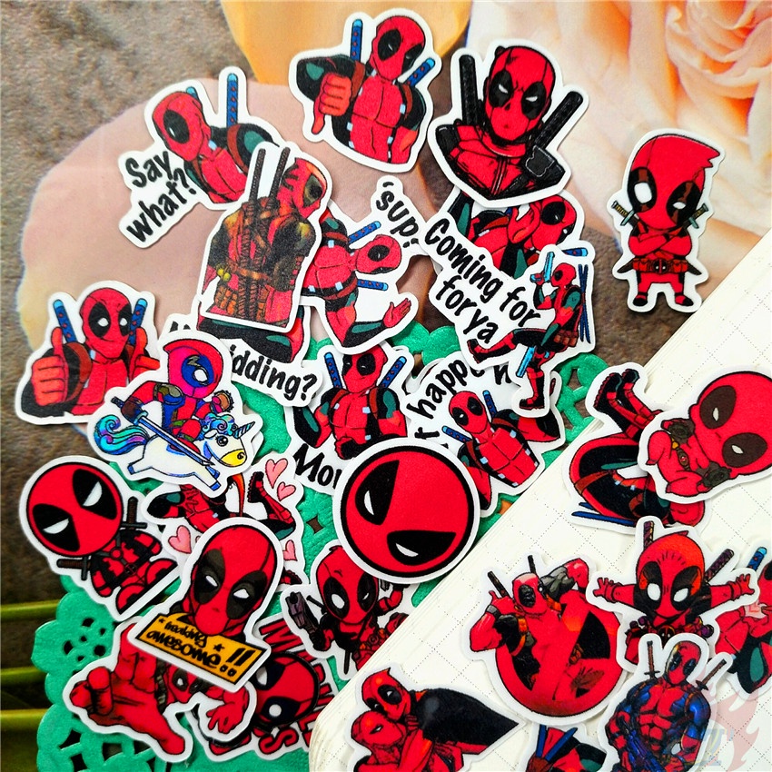 ★★★ Miếng Dán Trang Trí Hình Deadpool Q-1 Marvel Độc Đáo ★★★ Set 60 Sticker Dán Trang Trí Album Thời Trang