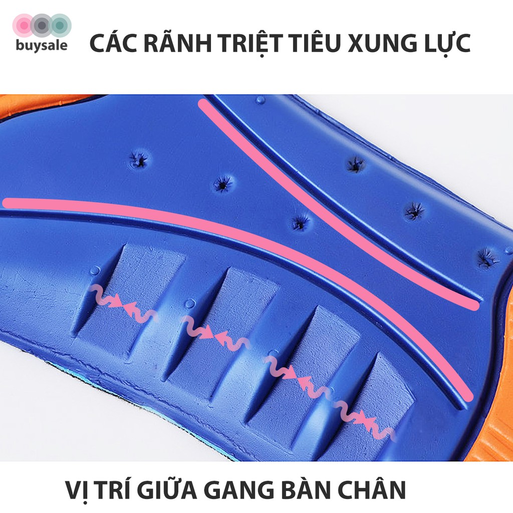 Lót giày thể thao EVA chống thốn 2 vị trí gót và lòng bàn chân - Đen phối xanh - buysale - BSPK155