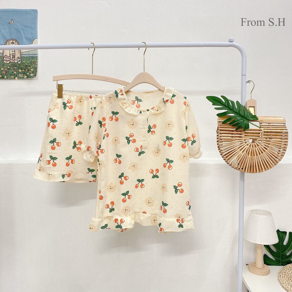 BỘ ĐỒ NGỦ MẶC NHÀ XỐP CỘC TAY HỌA TIẾT HOT ĐẸP 2021 | BigBuy360 - bigbuy360.vn