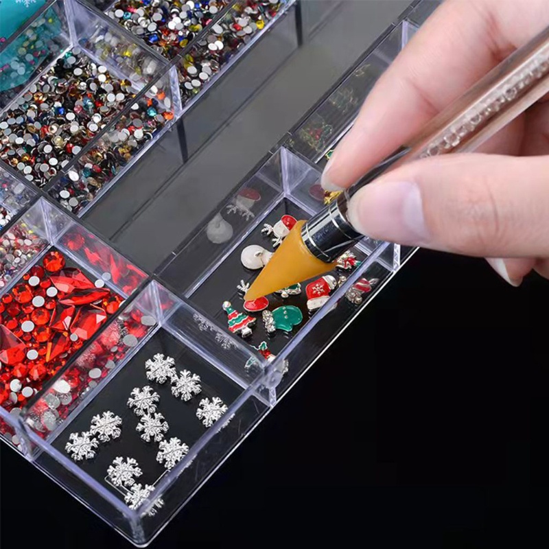 Hộp Phụ Kiện Đá 3d Trang Trí Móng Tay Chủ Đề Giáng Sinh