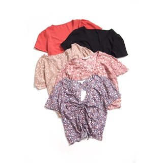 Áo croptop rút dây ngực pink rose