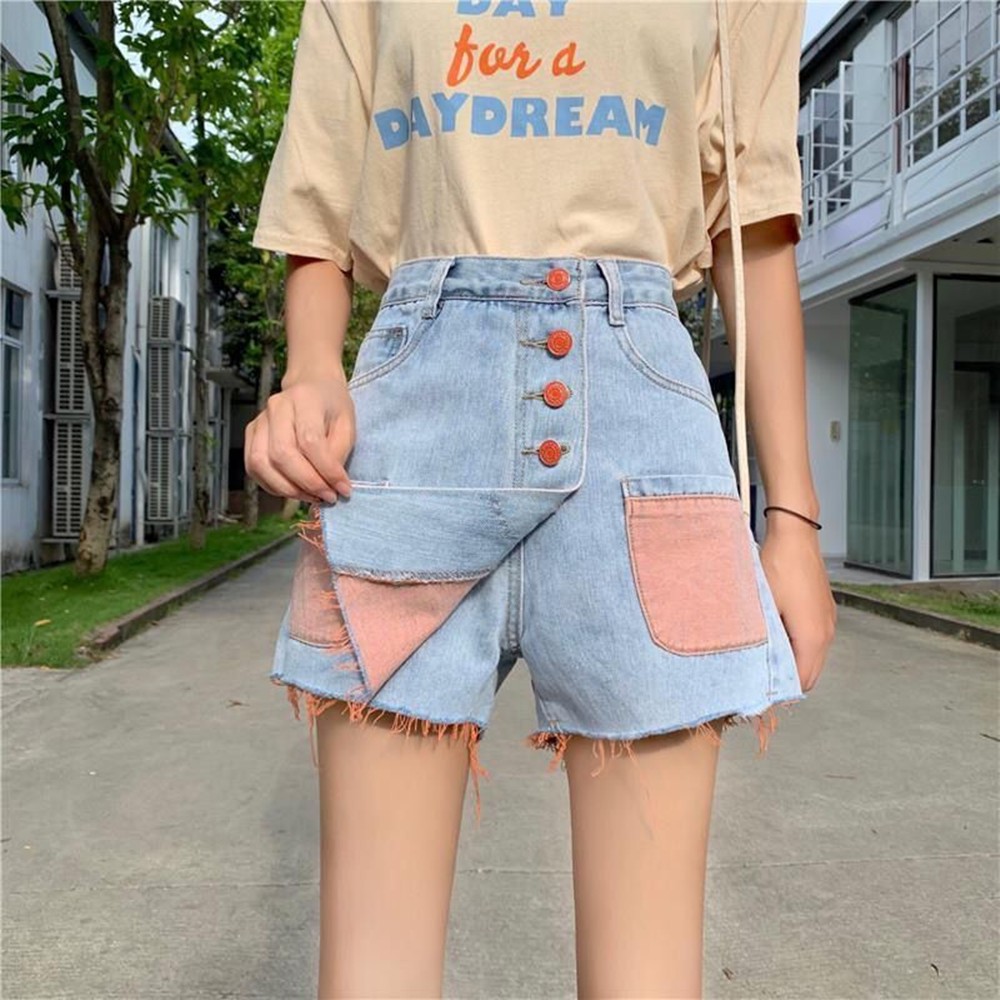 Chân Váy Denim Lưng Cao Dáng Chữ A Thiết Kế Lệch Tà Cá Tính | BigBuy360 - bigbuy360.vn