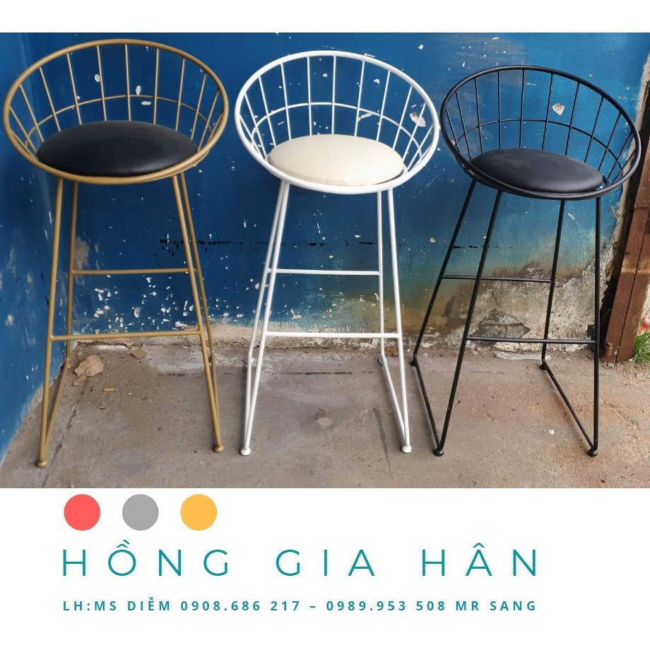 Ghế Sắt Quầy Bar Lót Nệm Hiện Đại - Màu đen Hgh Gq06