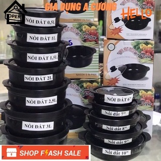 Nồi đất kho cá thịt anper loại 1 size 0.5l 1l 1.5l 2l 3l nấu mì cay kho quẹt kiểu hàn quốc