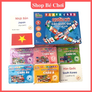 Bộ 175 Thẻ Flash Cards Quốc Kỳ/ Cờ Các Quốc Gia Trên Thế Giới