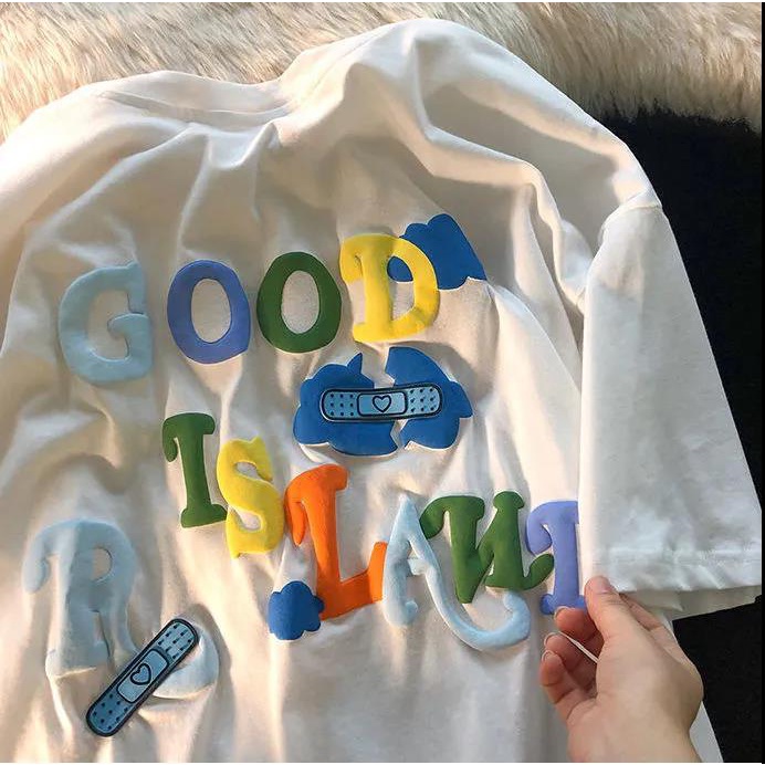 Áo thun Fashmily tay ngắn cổ tròn dáng rộng thời trang mùa hè phong cách Hàn Quốc 2022 cho nữ