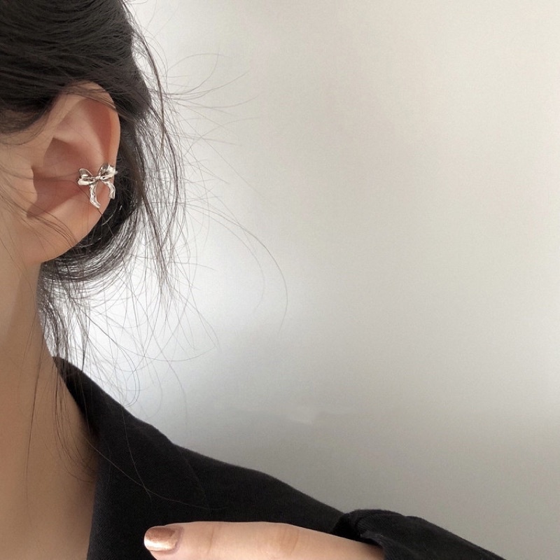 Set 2 Khuyên kẹp vành tai không hình nơ thời trang phong cách thanh lịch, sang trọng dành cho nữ