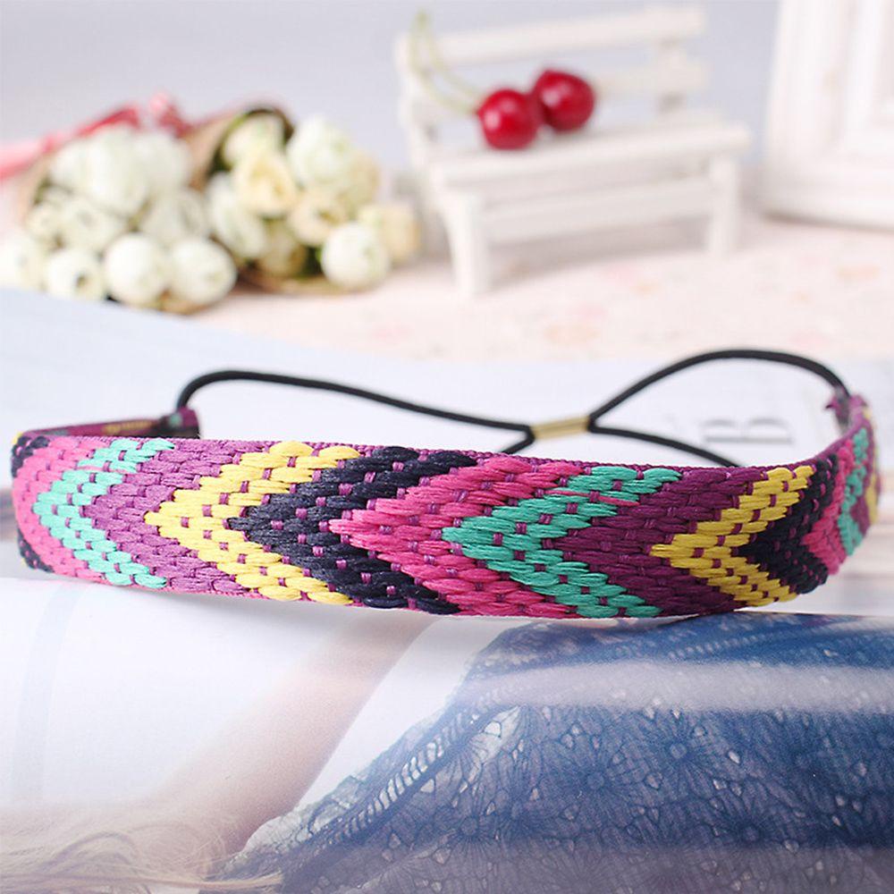 Băng Đô Bện Dây Cao Su Họa Tiết Thêu Phong Cách Dân Tộc Thời Trang