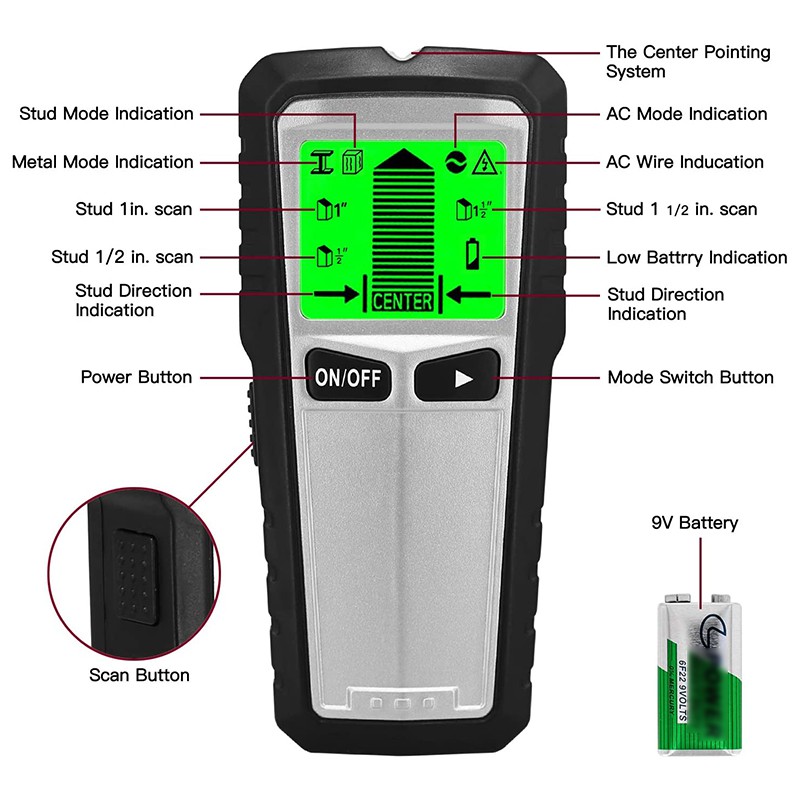 Máy Quét Tường Đa Năng 5 Trong 1 Có Màn Hình Lcd Tiện Dụng