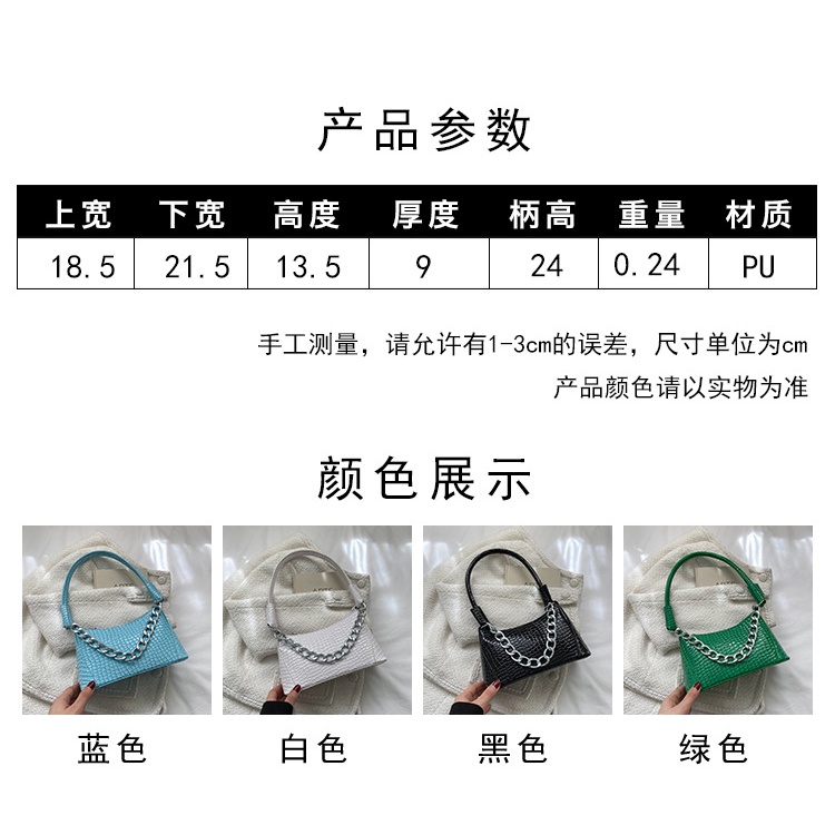 Túi Xách Vân Da Cá Sấu Phối Dây Xích Thời Trang Cao Cấp Cho Nữ