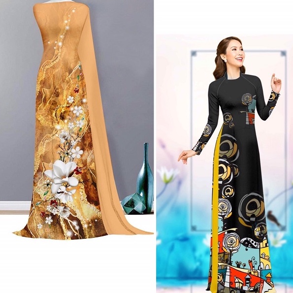 Bộ Vải Áo Dài + Vải Quần, Chất Lụa Tuyết Nhật Mềm Rũ, Không Rạn Vải, Co Giãn Nhẹ 4 Chiều