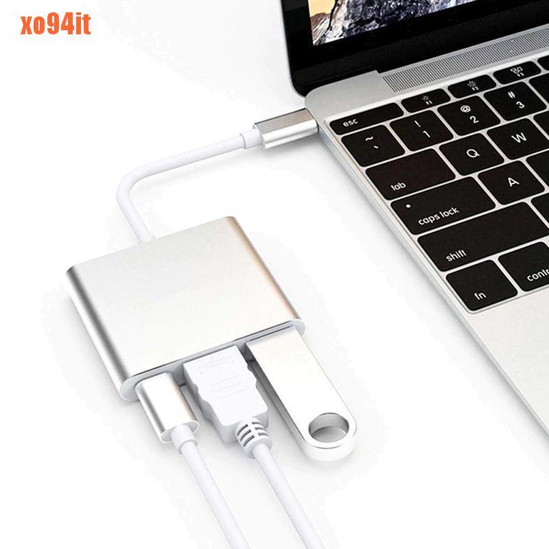 Type C USB to USB-C 4K HDMI USB Adapter Cable 3 in 1 Hub for PC Laptop HO