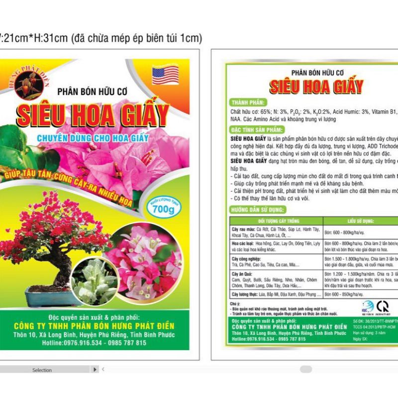 Phân bón hữu cơ cho các loại hoa, hoa giấy- Phân bón siêu hoa giấy giúp sai hoa, giữ hoa lâu tàn.