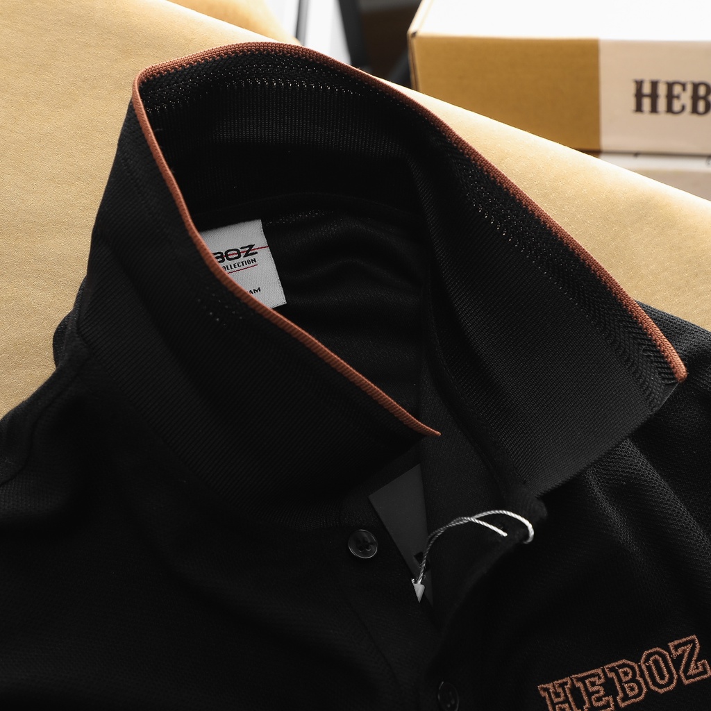 Áo thun nam có cổ, áo polo nam orange line HEBOZ - BLACK 000001180