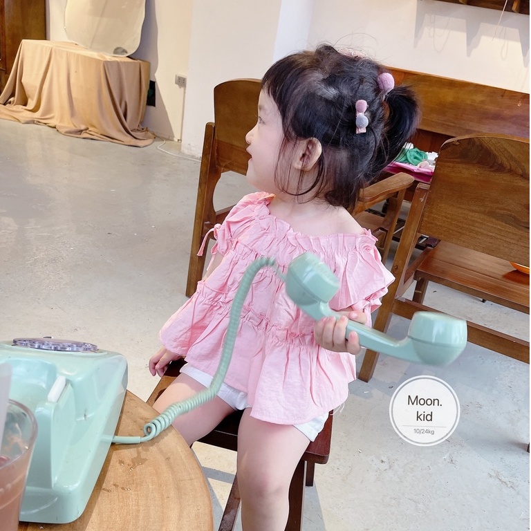 Bộ đũi lạnh tim nơ lưng cánh tiên cao cấp cho bé gái 8-20kg
