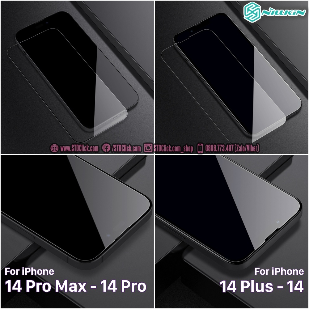 KÍNH CƯỜNG LỰC IPHONE 14 PRO MAX - 14 PRO - 14 PLUS - 14 NILLKIN CP+PRO 2.5D CHÍNH HÃNG