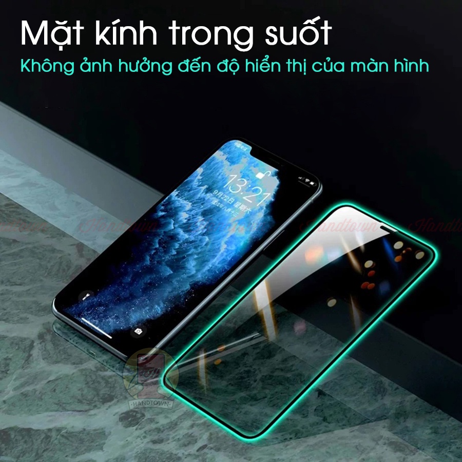 Cường Lực Viền Dạ Quang Phát Sáng Ip 13 12 6 6s 7 7s 8 8s SE X XR XS Plus Pro+ Pro Max ProMax Mini Full Màn Handtown