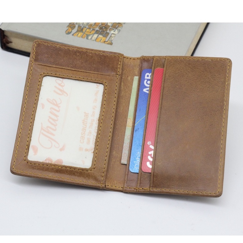 Ví Da Mini Đựng Thẻ Card, Ví Đựng Thẻ ATM Giấy Tờ Da Bò Cao Cấp Nhỏ Gọn Tiện Lợi Có 2 Ngăn Phía Ngoài VT02