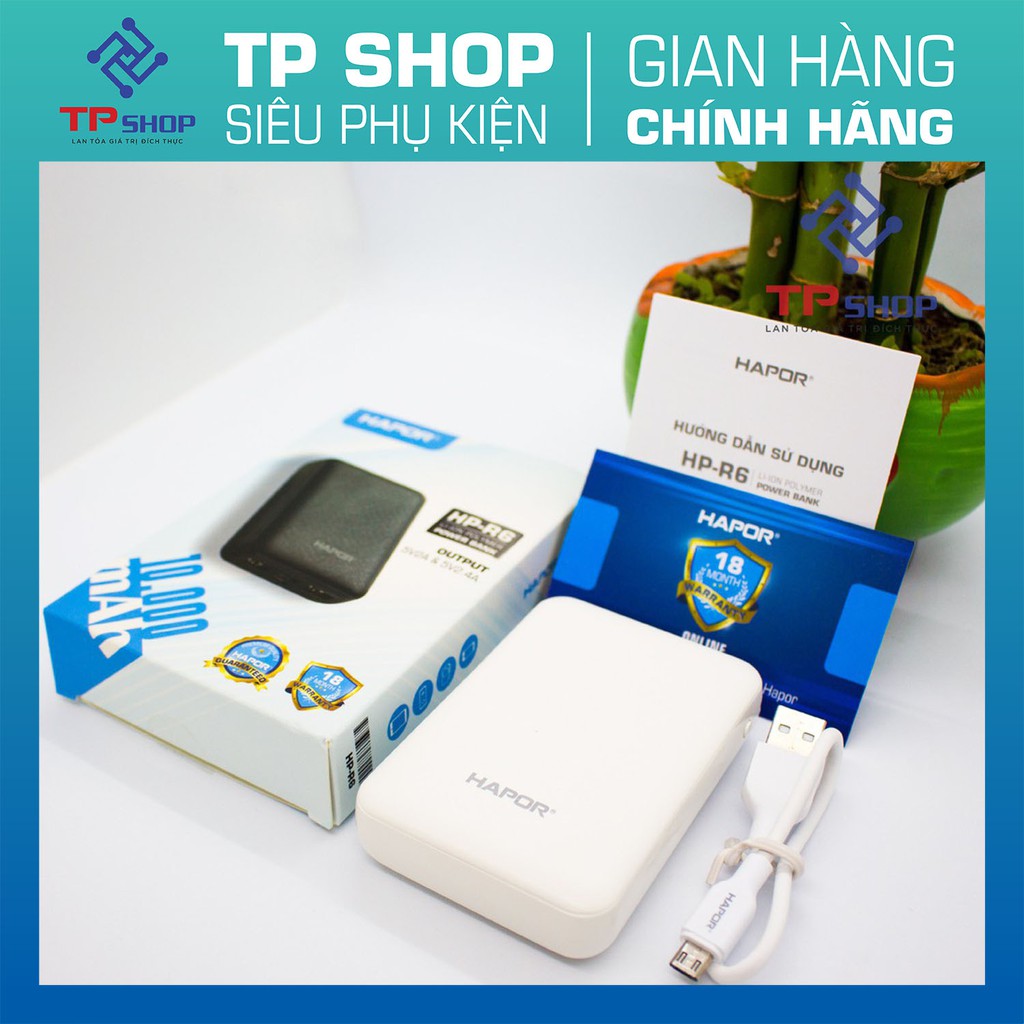 SẠC DỰ PHÒNG HAPOR HP - R6 10.000 MAH Cho iPhone Huawei Samsung Xiaomi Oppo  Realme Bảo Hành 18 Tháng TPSHOP HP_R6