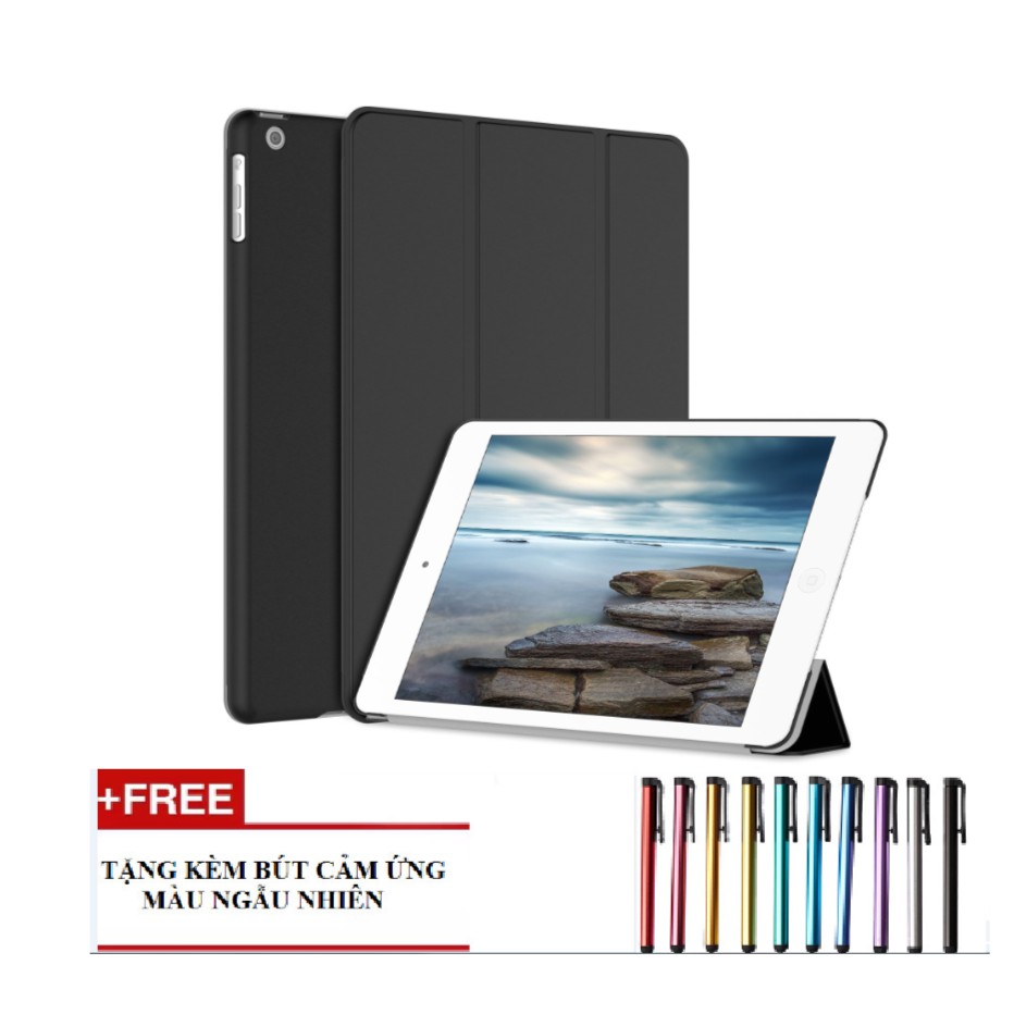 Bao da smart cover dành cho iPad New 2017/iPad Pro 9.7''/iPad Air/Air 2/Mini123/Mini4/ iPad 234 (đen) tặng bút cảm ứng