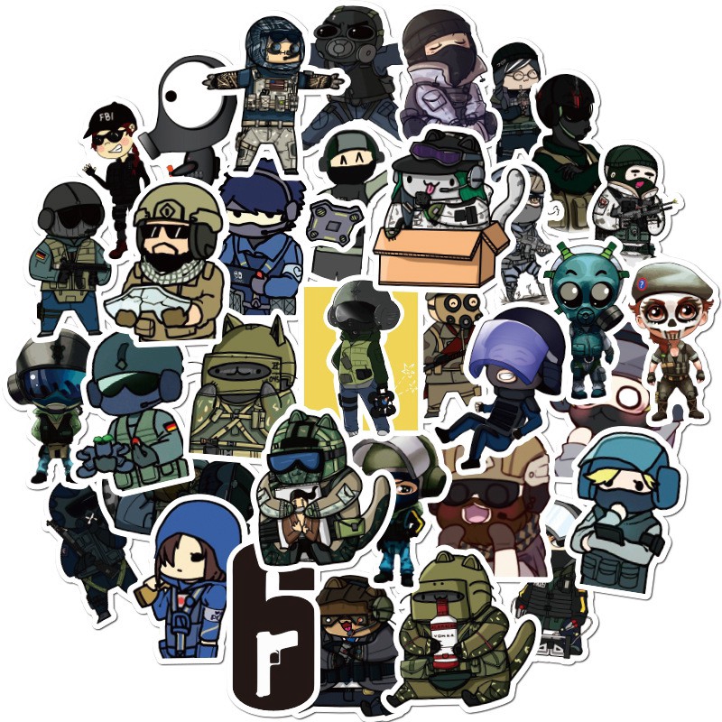 Set 49 miếng sticker dán trang trí hình game Tom Clancy's Rainbow Six Siege