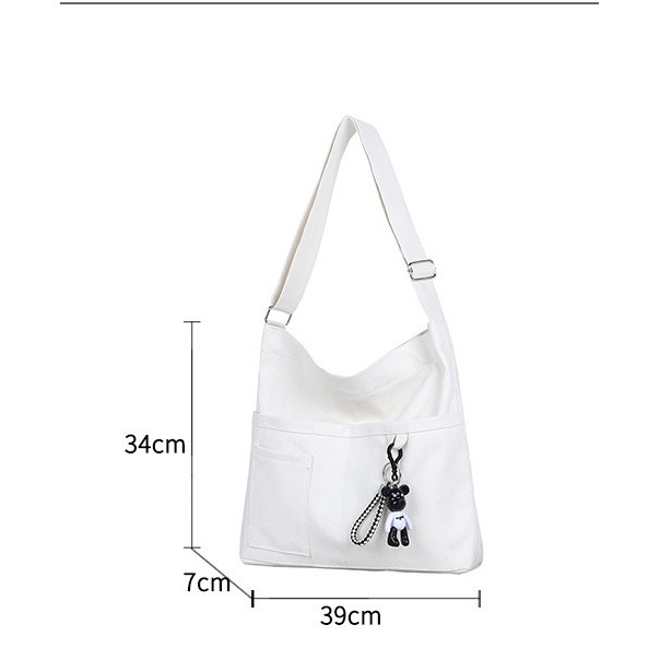 Túi tote canvas phong cách Hàn Quốc màu Đen/ Trắng