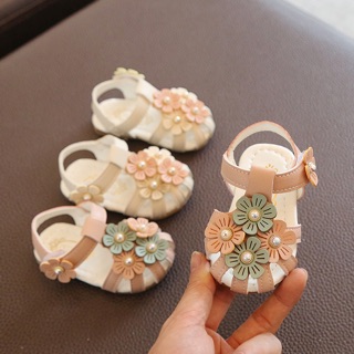 GIÀY SANDAL ĐÍNH HOA CHO BÉ GÁI ( CÓ ẢNH THẬT)