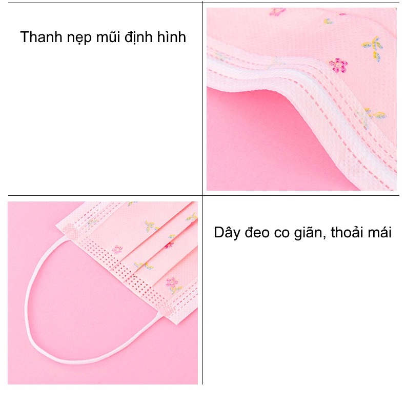 Combo 2 Cái Khẩu Trang Y Tế Dùng 1 Lần Họa Tiết Hình Dễ Thương Dành Cho Người Lớn