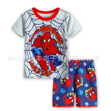 Set đồ Spiderman ngắn tay + quần short cotton thời trang mùa hè giản dị cho bé trai