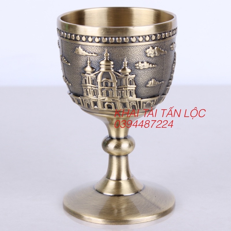 Ly rượu kiểu cổ phong cách Châu Âu bằng đồng