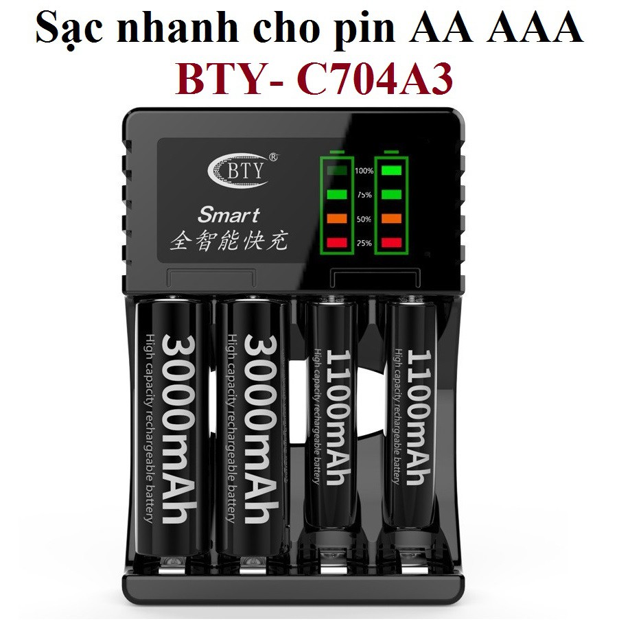 Thiết bị Sạc nhanh Pin AA AAA BTY - C704A3