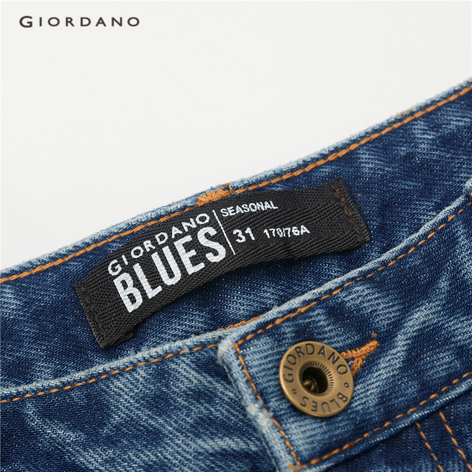 GIORDANO MEN Stone wash mid-rise tapered denim jeans 01111066