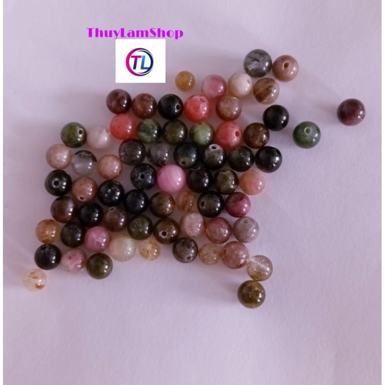 Viên đá tourmaline nhiều màu 6li đá thanh tẩy bài, làm habdmade bán 5 viên